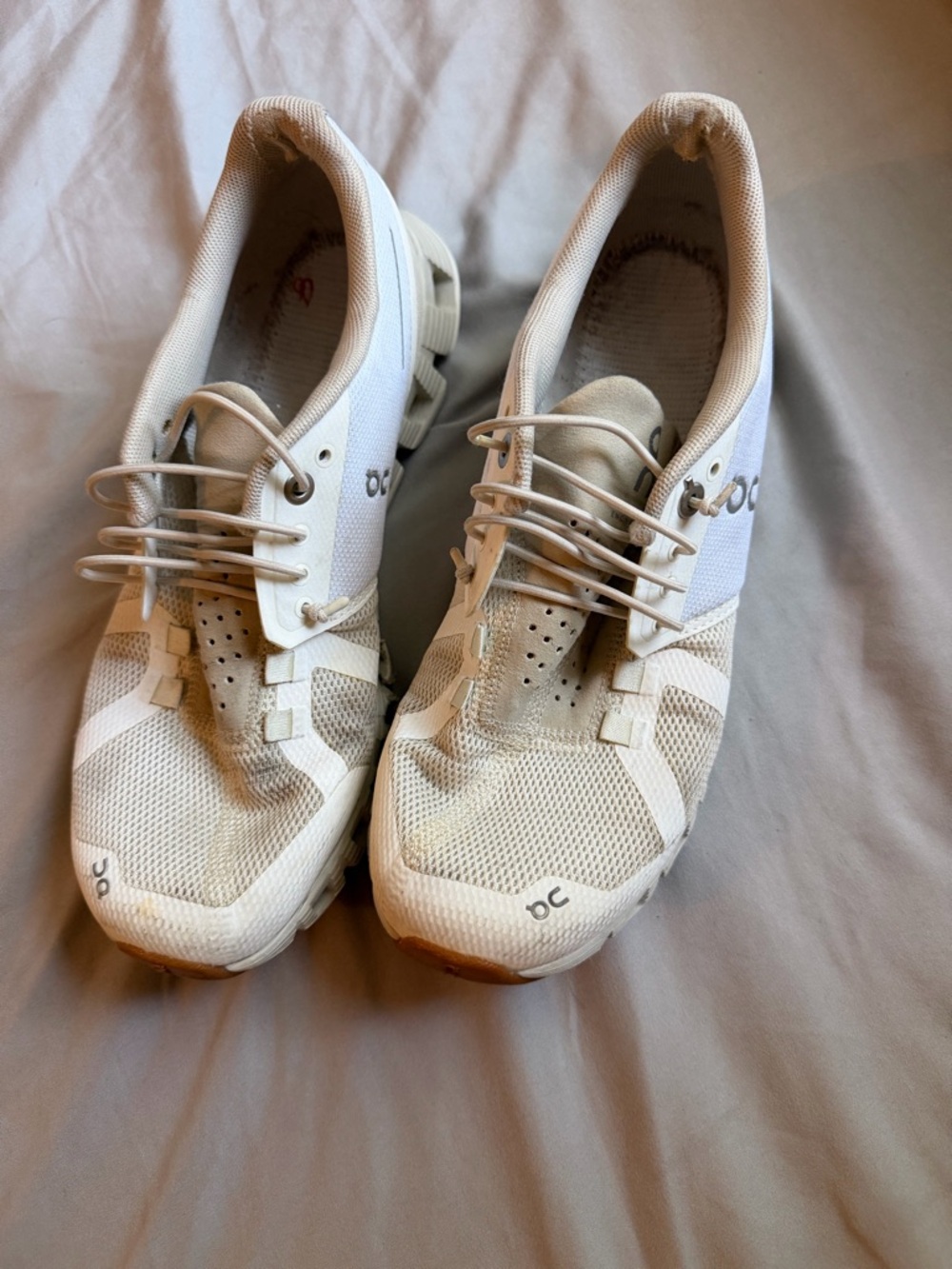 On Cloud Running Women's Athletic Shoes in White and Cream